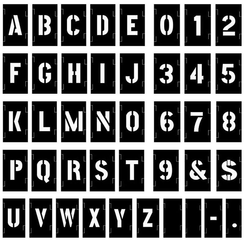 Attisstore 4 inch Plastic Interlocking Stencils Letters and Numbers 138 Piece Set, Black - Image 1